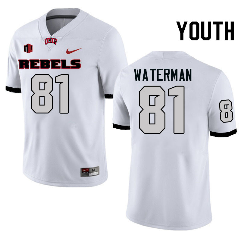 Youth #81 Bryson Waterman UNLV Rebels College Football Jerseys Stitched-White